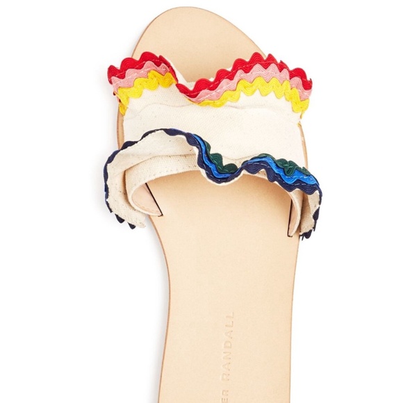 LOEFFLER RANDALL Rainbow Ruffled Birdie Sandals Size 9 - Picture 1 of 3